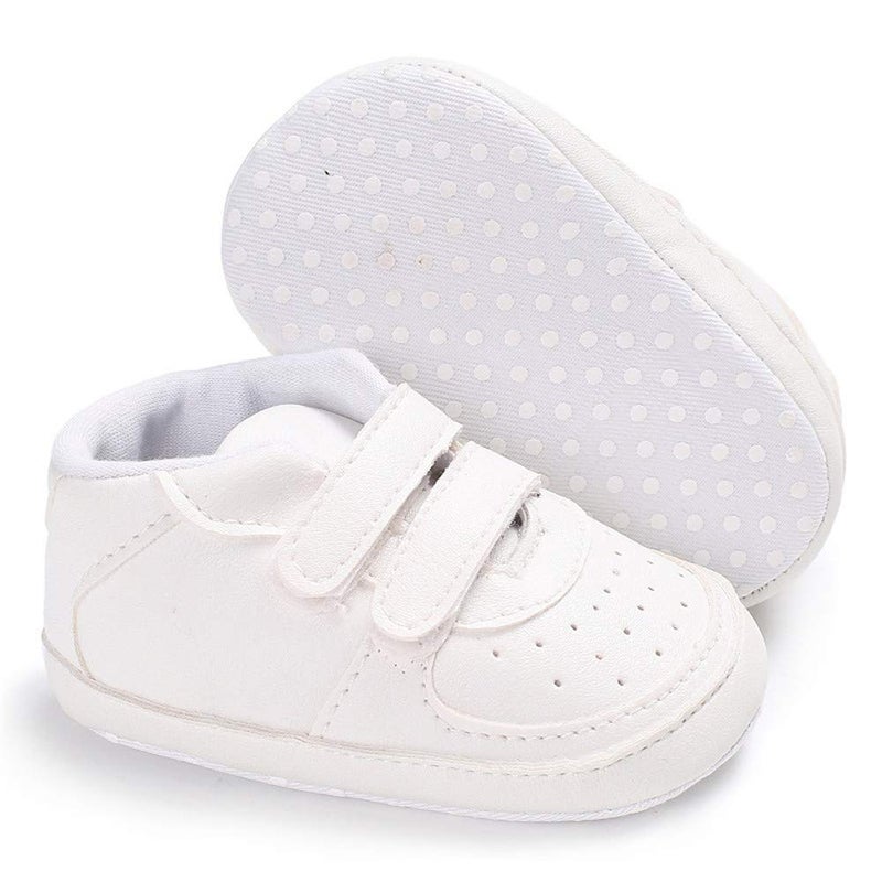 Csfry Newborn Baby Boys' Premium Soft Sole Infant Prewalker Toddler Sneaker Shoes White US5 - Image 2